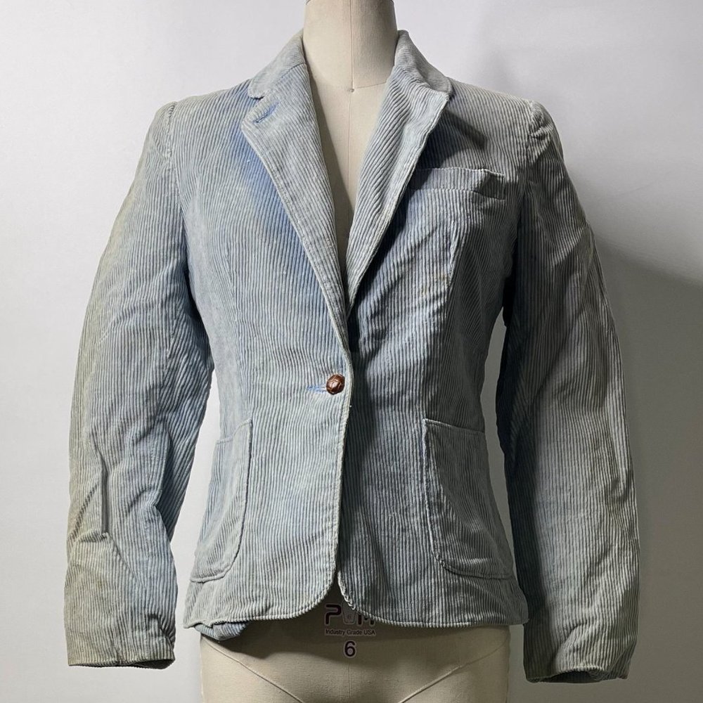 Vintage 1970s Faded Indigo Corduroy Single Breasted Blazer Jacket Womens size US
